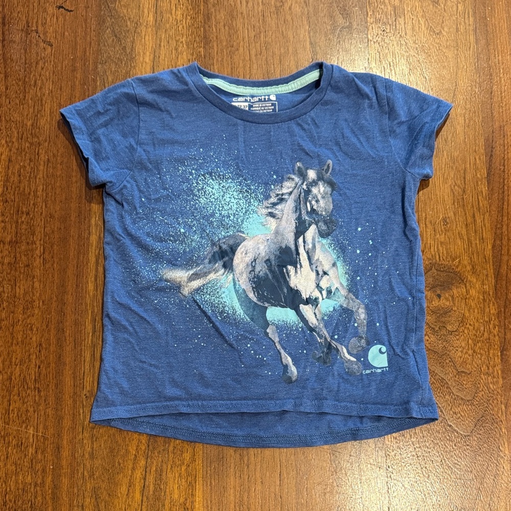 Carhartt Blue Kids T-Shirt with Horse Graphic